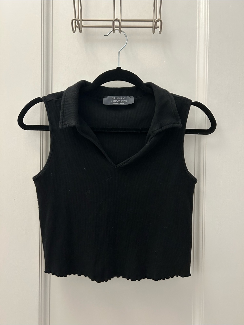Primark Black Sleeveless Collared Crop Tank